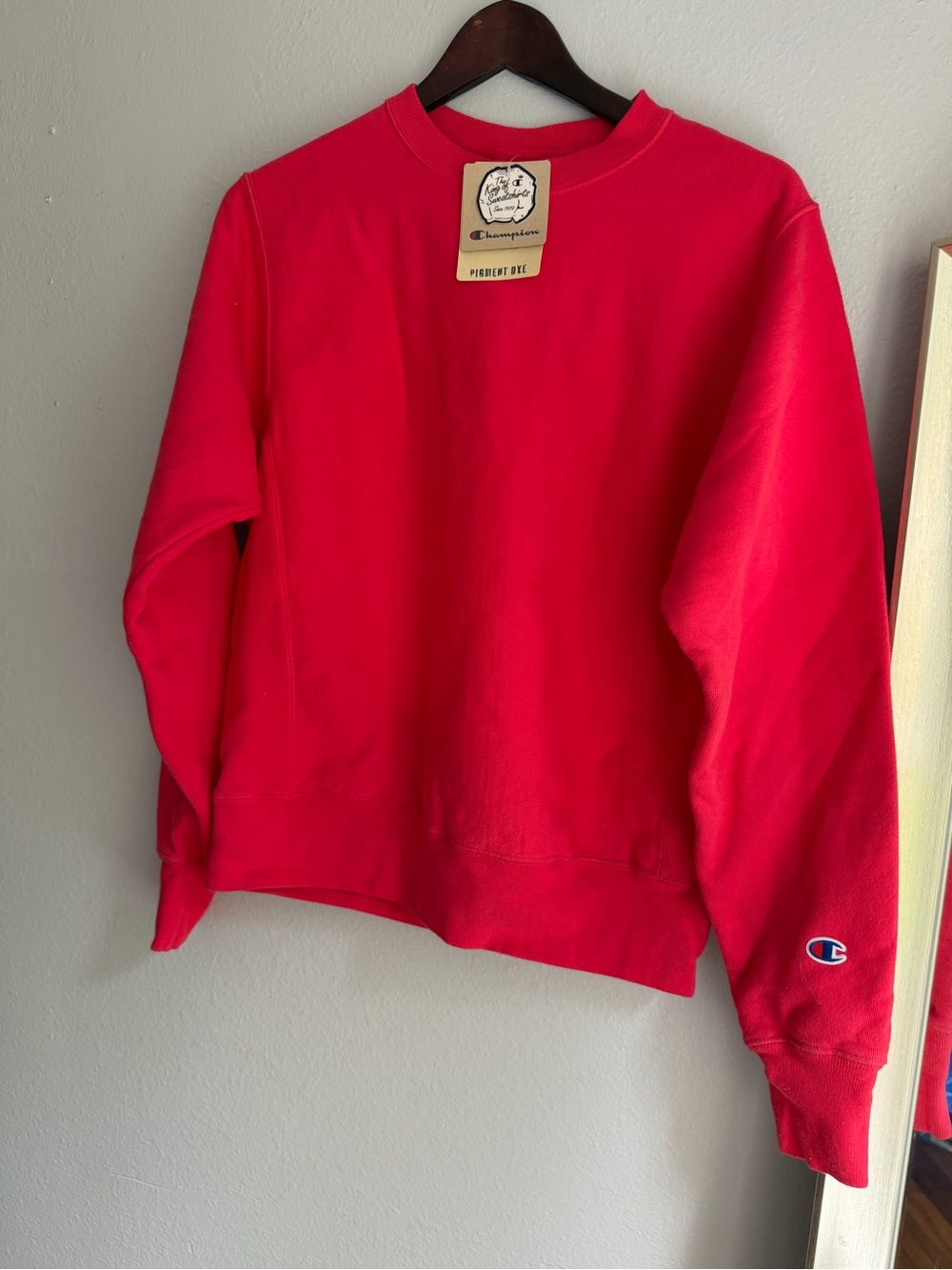 Champion Men's Bright Red Crewneck Sweatshirt